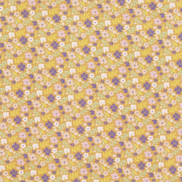 Stof katoen - 50x70 cm - gele bloemetjes - Afbeelding 1