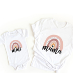 Mini Fashion™ - Mama&Dochter - Matchende Shirt&Romper Wit - Roze Regenboog / Vrouwen - S | Educatief Speelgoed