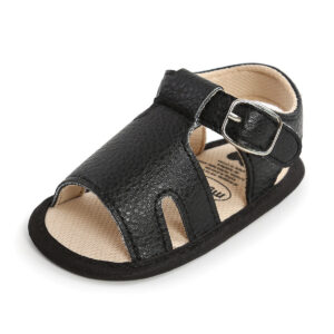 Mini Fashion™ - Zachte Pasvorm - Kinder Sandalen Zwart / 15 (12-18 maanden) / Gesp | Educatief Speelgoed