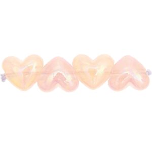 itoshii kralen - 12 stuks - hartjes - holo roze
