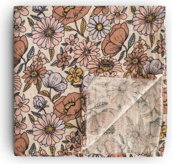Multidoek Mushie Hydrofiel Retro Flowers - Afbeelding 1