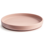 Bord Mushie Rond Silicone met Zuignap Blush