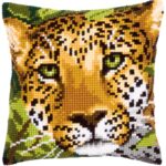 Borduurpakket - kruissteek kussen - luipaard