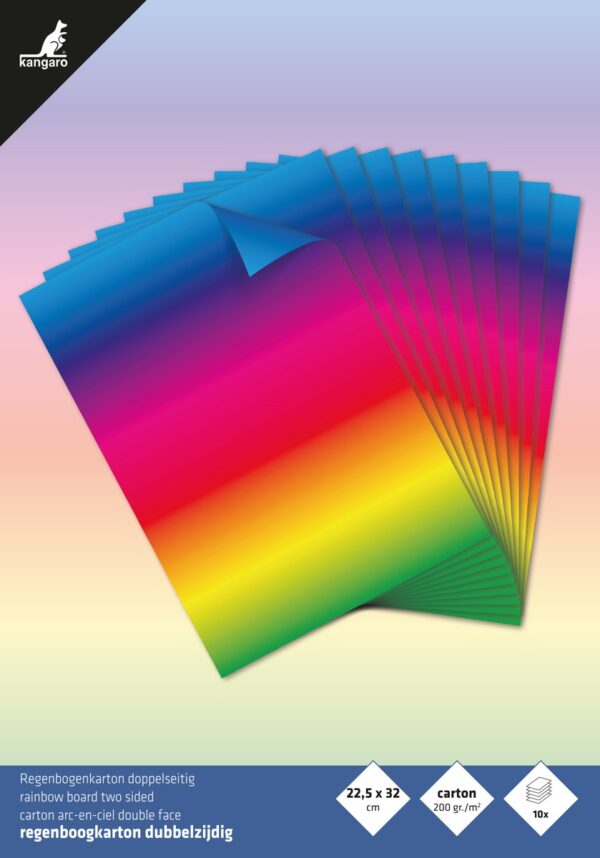 Kangaro - regenboogpapier - 22x32 cm - 10 vellen - Afbeelding 1