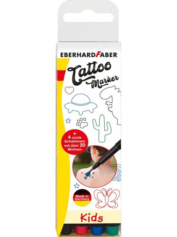 Tattoo stiften - 4 stuks + sjablonen - Afbeelding 1