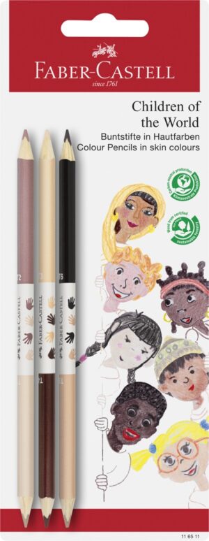 Faber-Castell Children of the World kleurpotloden - 3 stuks - huidstinten