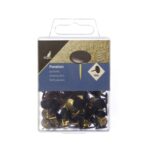 Kangaro punaises - 100 stuks - messing met zwart kapje