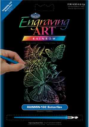 Engraving art - regenboogkleuren - vlinders