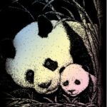 Engraving art - holografisch - Panda