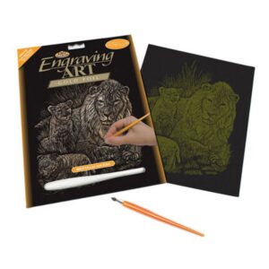 Engraving art - goudkleurig - Lion&Cubs