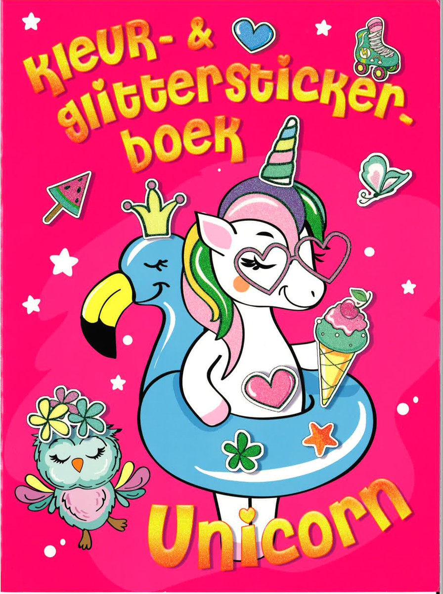 Kleurboek - kleur- en glitterstickerboek - Unicorn Kleurboek - kleur- en glitterstickerboek - Unicorn - Afbeelding 1