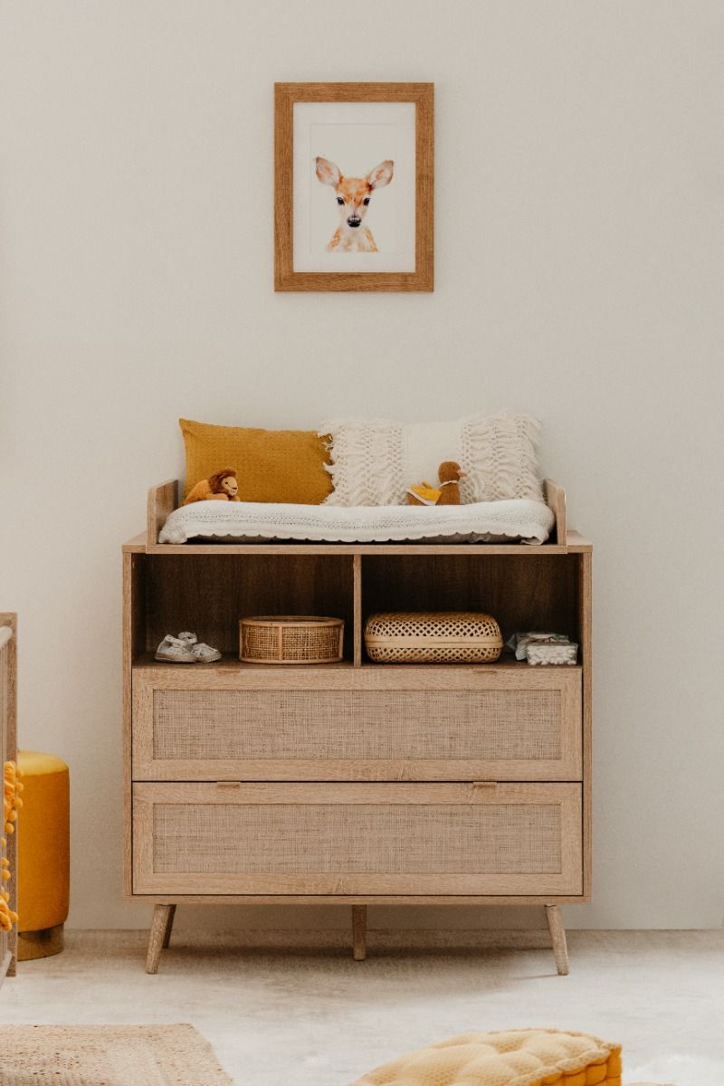 Commode Finori Bali Eiken/Riet Decor incl. Opzet - Afbeelding 1