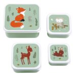 Snack Box Set A Little Lovely Company Forest Friends Sage 4st.