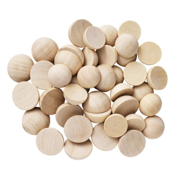 Houten ballen half - 40 stuks - Afbeelding 1