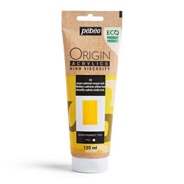 Pebeo Origin Acrylics - 120 ml - 03 Medium Cadmium Yellow Hue - Afbeelding 1