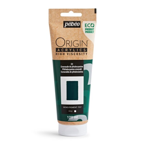 Pebeo Origin Acrylics - 120 ml - 22 Phthalocyanine Emerald - Afbeelding 1