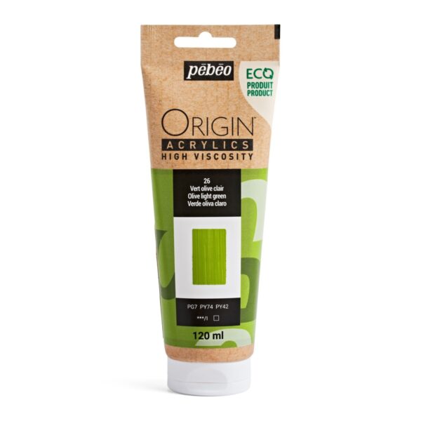 Pebeo Origin Acrylics - 120 ml - 26 Olive Light Green - Afbeelding 1