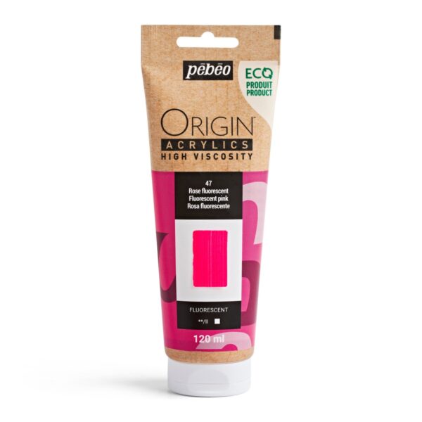 Pebeo Origin Acrylics - 120 ml - 47 Fluorescent Pink - Afbeelding 1