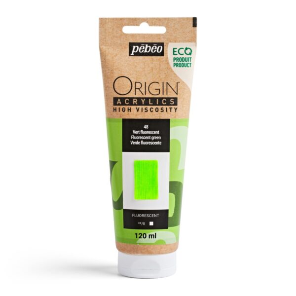Pebeo Origin Acrylics - 120 ml - 48 Fluorescent Green - Afbeelding 1