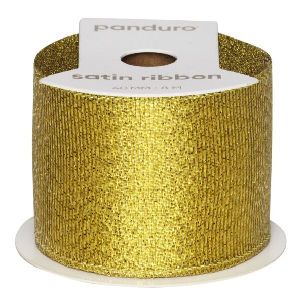 Lint - 8 meter - 40 mm - goud glitters - Afbeelding 1