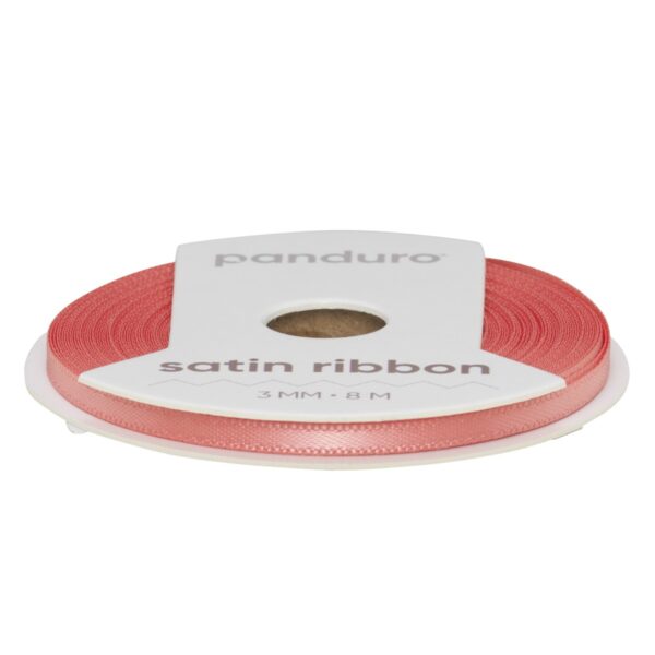Satijnlint - 3 mm - koraalroze - Afbeelding 1