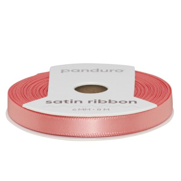 Satijnlint - 6 mm - koraalroze - Afbeelding 1