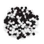 Pompons mini - 400 stuks - zwart en wit