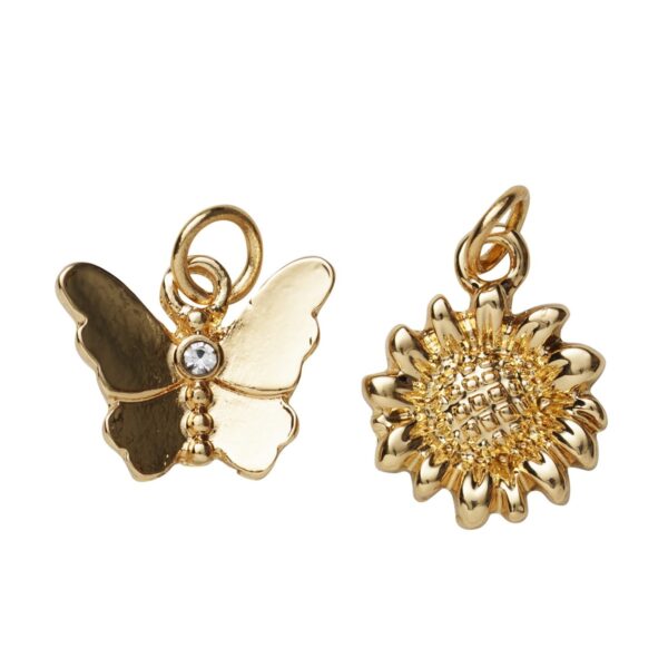 Charm Series hangers - vlinder/bloem goudkleurig - Afbeelding 1