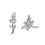Charm Series hangers - roos/libelle zilverkleurig