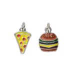 Charm Series hangers - pizza/hamburger zilverkleurig