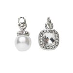 Charm Series hangers - parel/strass zilverkleurig