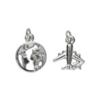 Charm Series hangers - globe/vliegtuig zilverkleurig