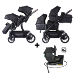 Kinderwagen Novi Baby® Pacific Premium Duo Solid Black + Autostoel Jacky Pro 360&Base