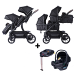 Kinderwagen Novi Baby® Pacific Premium Duo Solid Black + Autostoel Jewel All Black&Base
