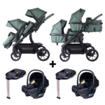 Kinderwagen Novi Baby® Pacific Premium Duo Green + Autostoel Jewel All Black&Base 2st.