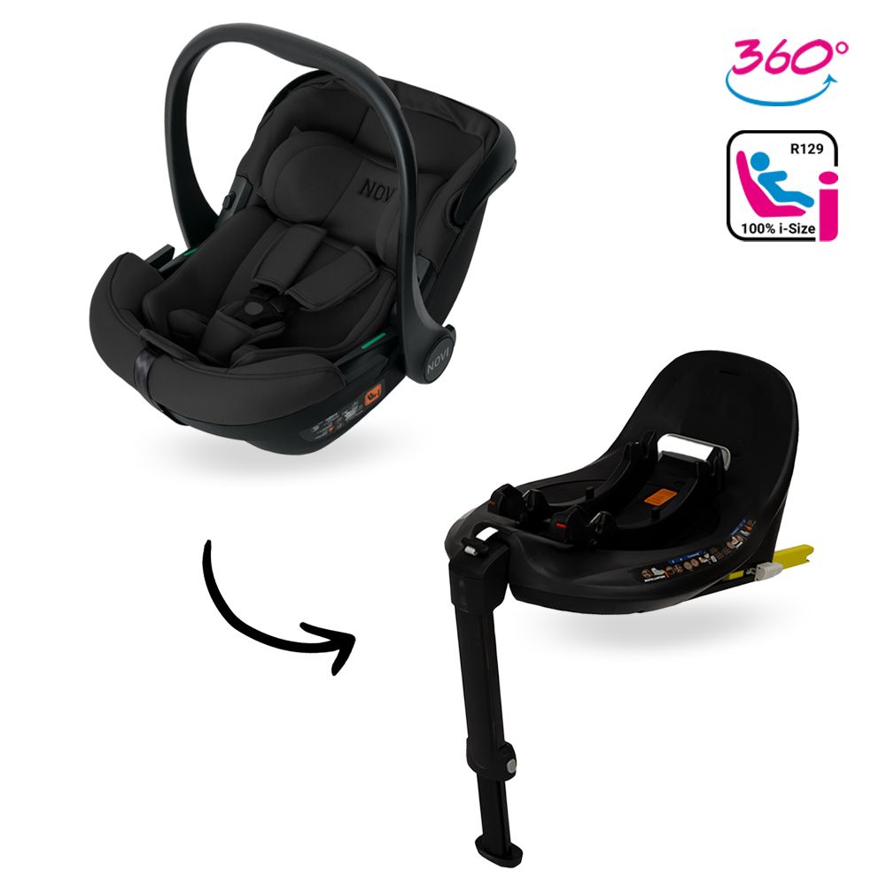 Autostoel Novi Baby® Jacky Pro 360° I-Size All Black&Base - Afbeelding 1
