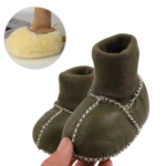 Mini Fashion™ | Warm&Knus - Baby slofjes Donkergroen / 15 (0-6 maanden) | Educatief Speelgoed