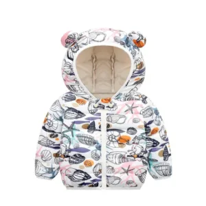 Mini Fashion™ - Polyester winterjas met Capuchon Wit / 110 (5-6 jaar) | Educatief Speelgoed