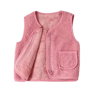 Mini Fashion™ - Gilet Lamswol look Roze / 80 (6-12 maanden) | Educatief Speelgoed