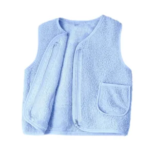 Mini Fashion™ - Gilet Lamswol look Lichtblauw / 130 (5-6 jaar) | Educatief Speelgoed