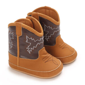 Mini Fashion™ - Stoere Look - Meiden Cowboy Laarzen Licht Bruin / 18 (6-12 maanden) | Educatief Speelgoed