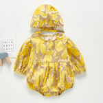 Mini Fashion™ - Lange Mouwen - Meiden Romper Geel - Bruin / 80 (12-18 maanden) | Educatief Speelgoed