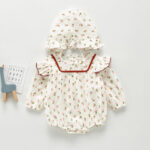 Mini Fashion™ - Lange Mouwen - Meiden Romper Wit - Rood / 80 (12-18 maanden) | Educatief Speelgoed