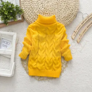 Mini Fashion™ - Kabeltrui met rolkraag Geel / Maat 92 (2-3 jaar) | Educatief Speelgoed