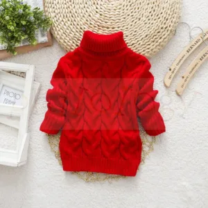 Mini Fashion™ - Kabeltrui met rolkraag Rood / Maat 110 (5-6 jaar) | Educatief Speelgoed