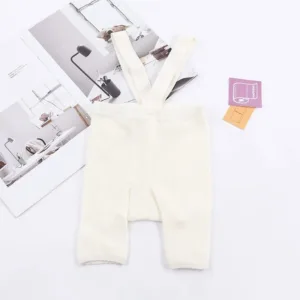 Mini Fashion™ - Handige Schouderbanden - Korte Panty Wit / S (6-12 maanden) | Educatief Speelgoed
