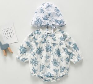 Mini Fashion™ - Lange Mouwen - Meiden Romper Blauw / 80 (12-18 maanden) | Educatief Speelgoed