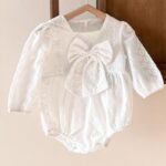 Mini Fashion™ - Lange Mouwen - Meiden Romper Wit / 70 (6-12 maanden) | Educatief Speelgoed