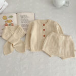 Mini Fashion™ - Cute Look - Gebreide Kledingsets Apricot - Set / 66 (3 maanden) | Educatief Speelgoed