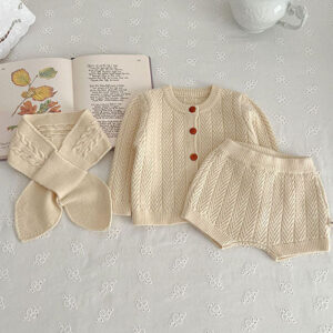 Mini Fashion™ - Cute Look - Gebreide Kledingsets Apricot - Set / 100 (3 jaar) | Educatief Speelgoed